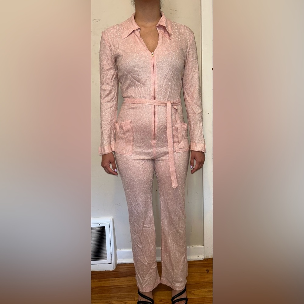 Barbie pink glitter jumpsuit